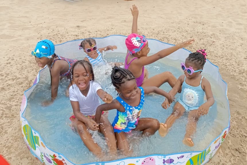 children in pool